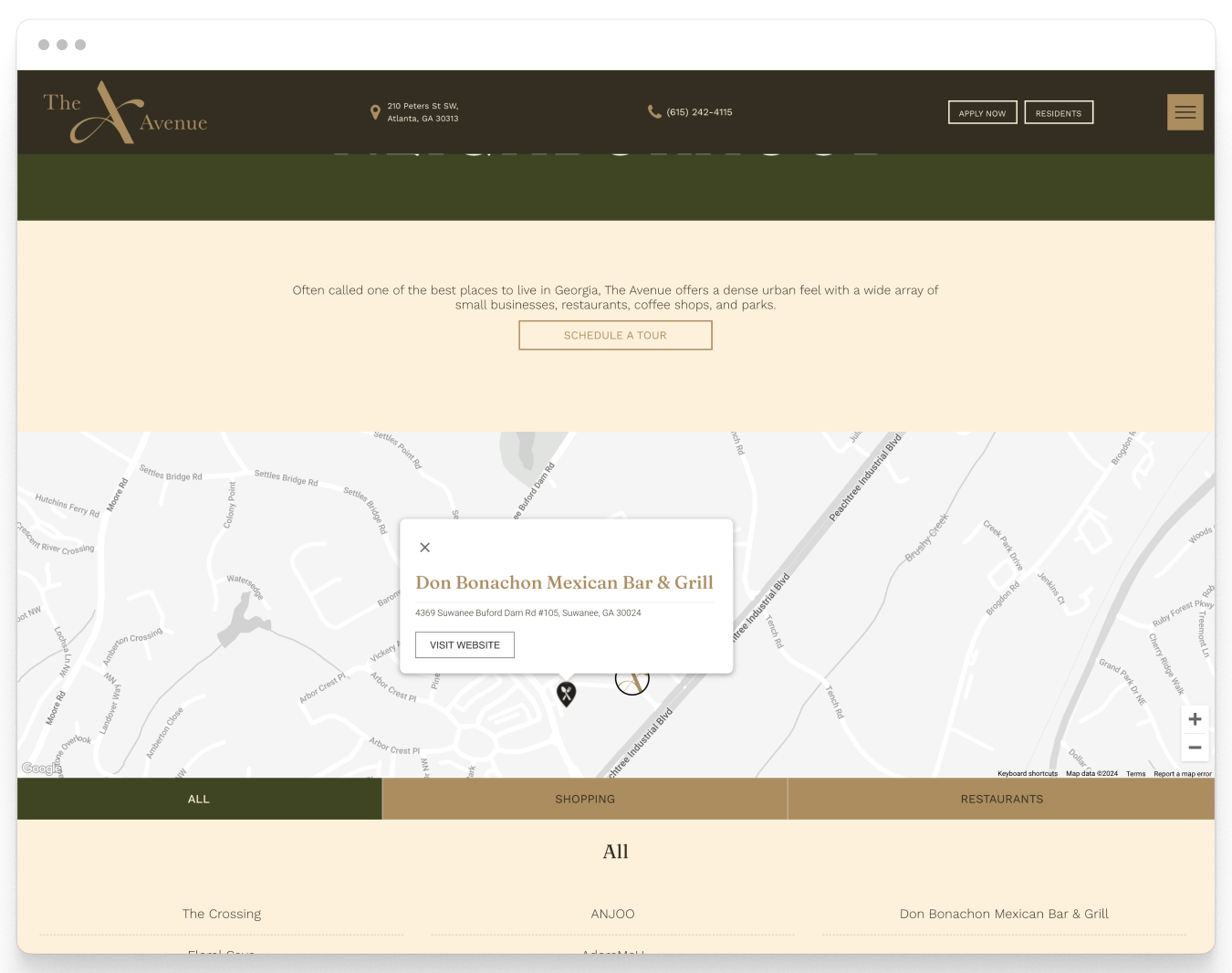 Neighborhood Page Preview of the Avenue Property Website Theme