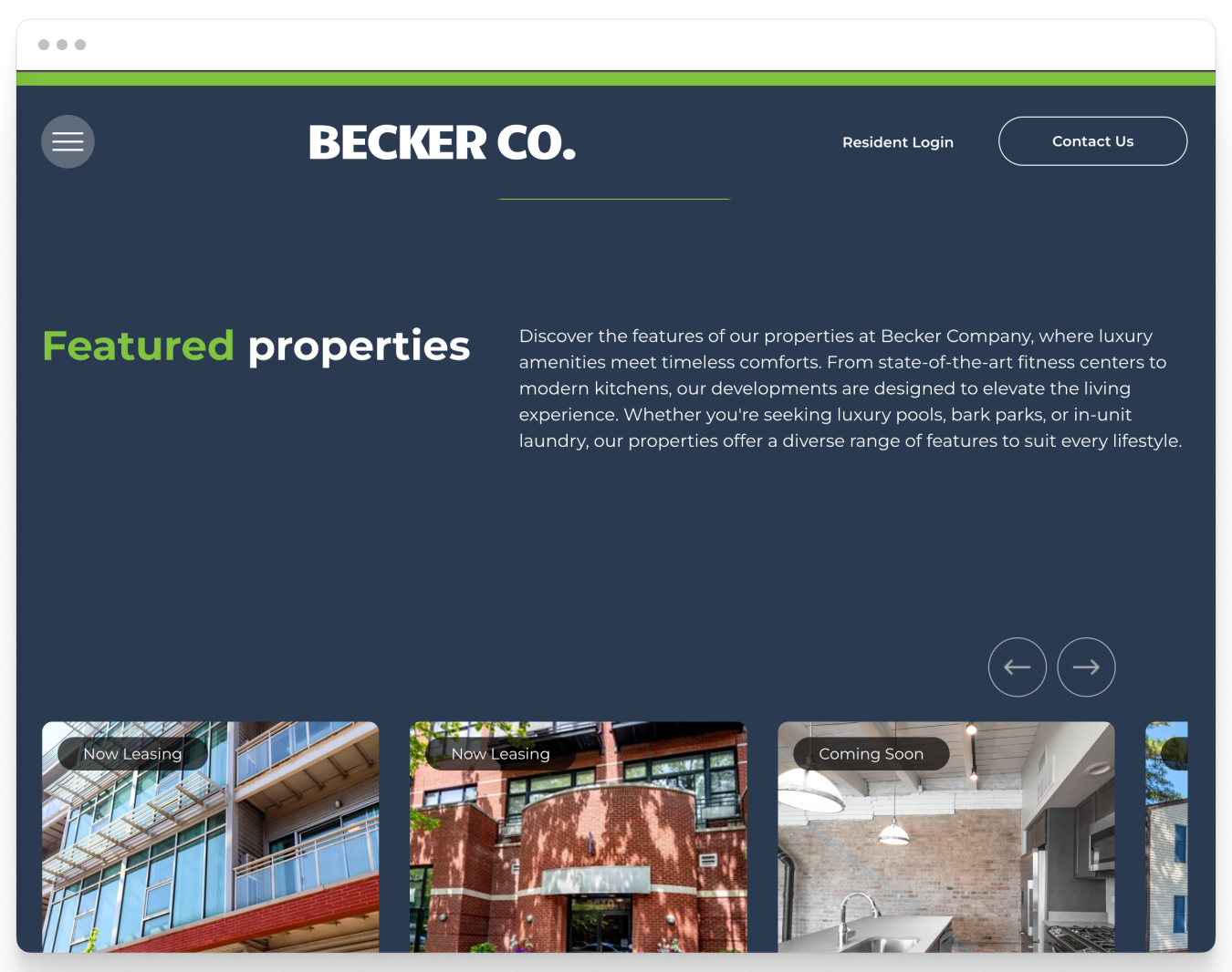 Featured Properties Preview of Becker Co Corporate Website Theme