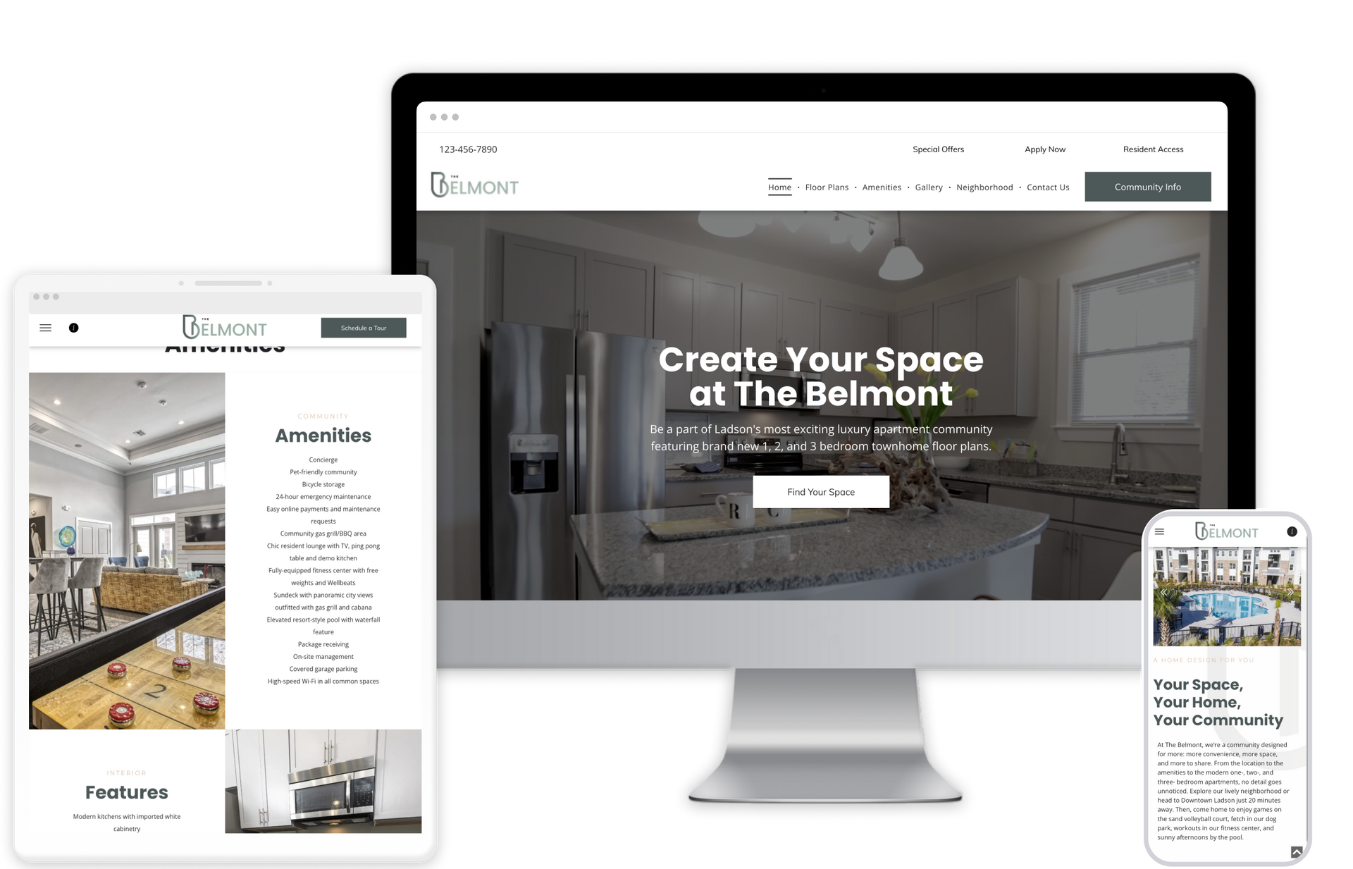 Belmont Property Website Theme on Tablet and Mobile