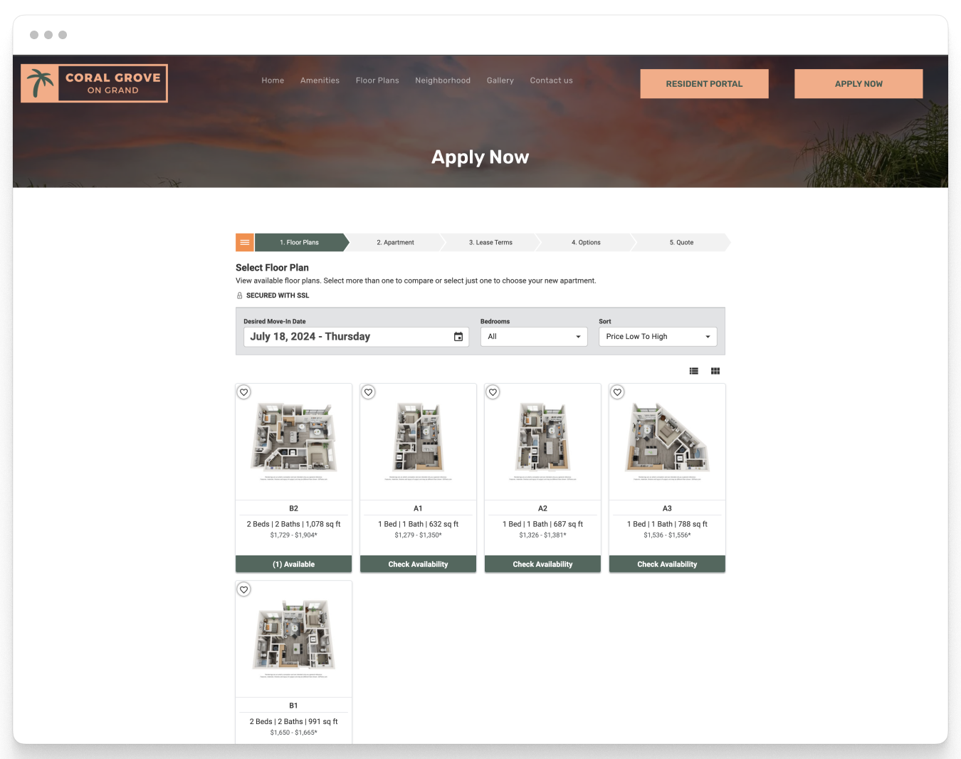 Apply Now Page Preview of the Comfy Property Website Theme