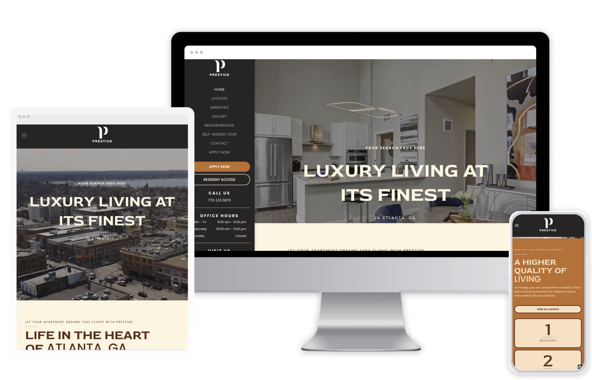 Prestige Property Website Theme on Tablet and Mobile