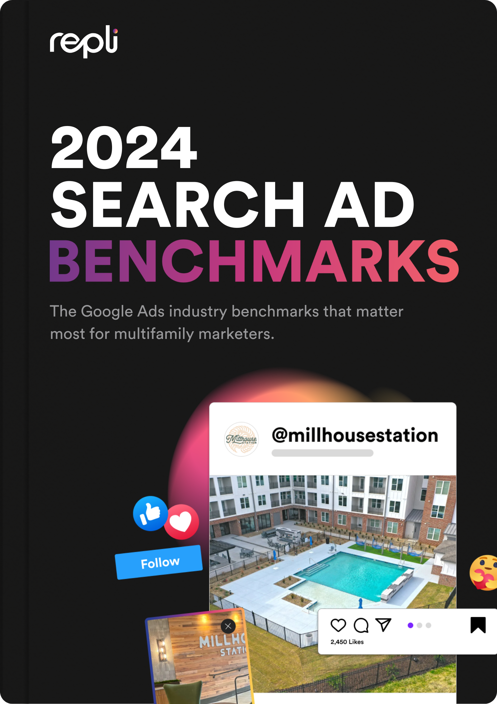 A tablet with a search ad benchmarks report on it.