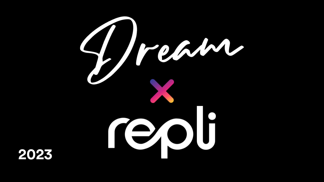 A logo for a company called dream x repli.