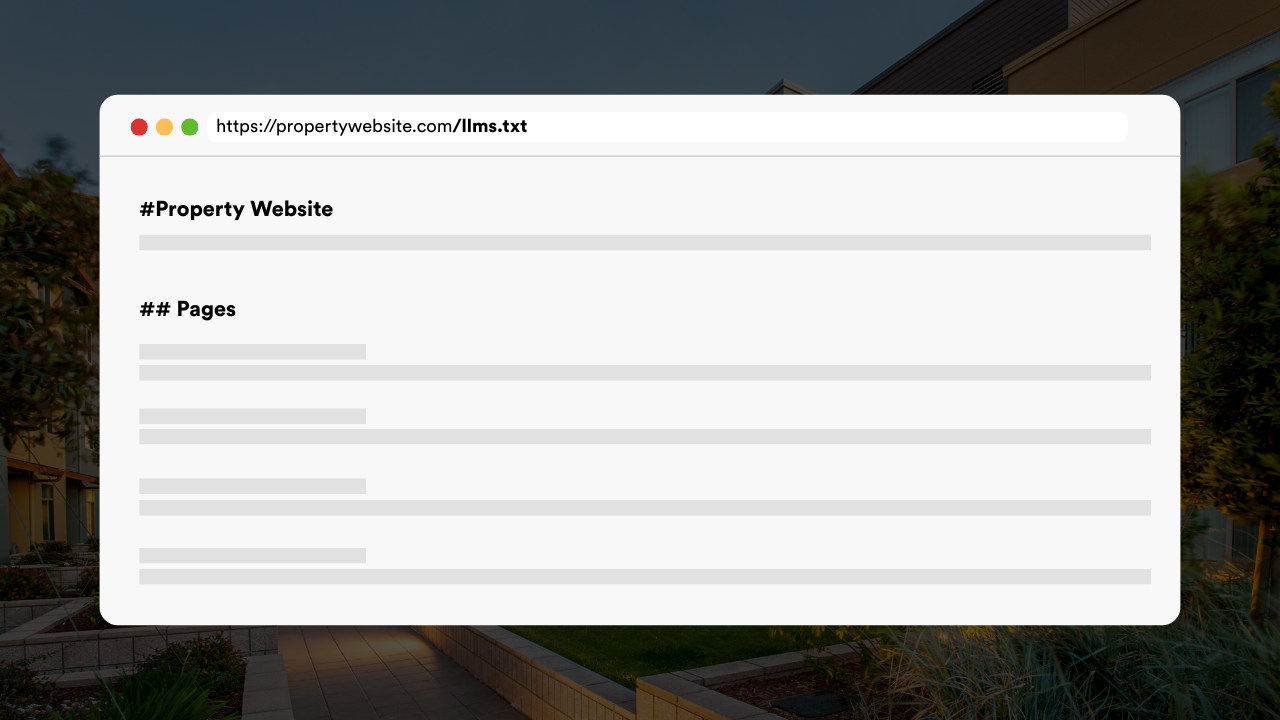 A screenshot of a website with a picture of a house in the background.
