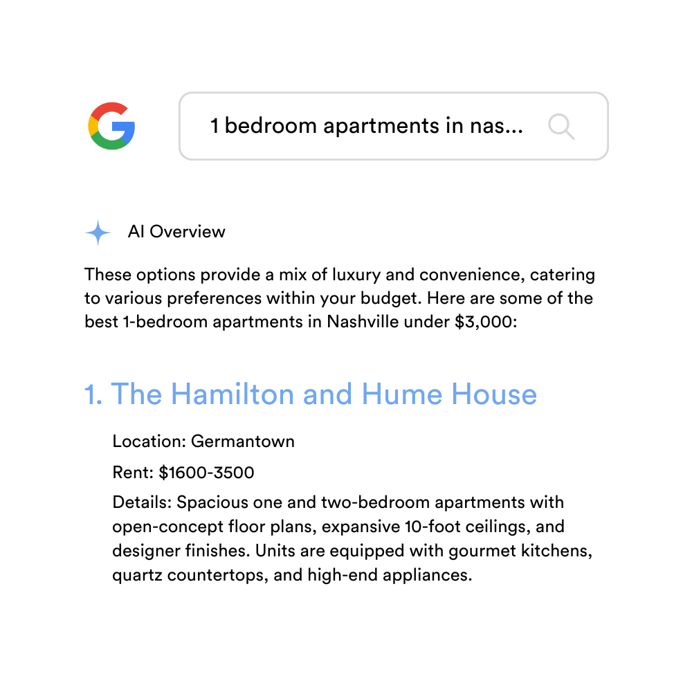 A google search for 1 bedroom apartments in nas.