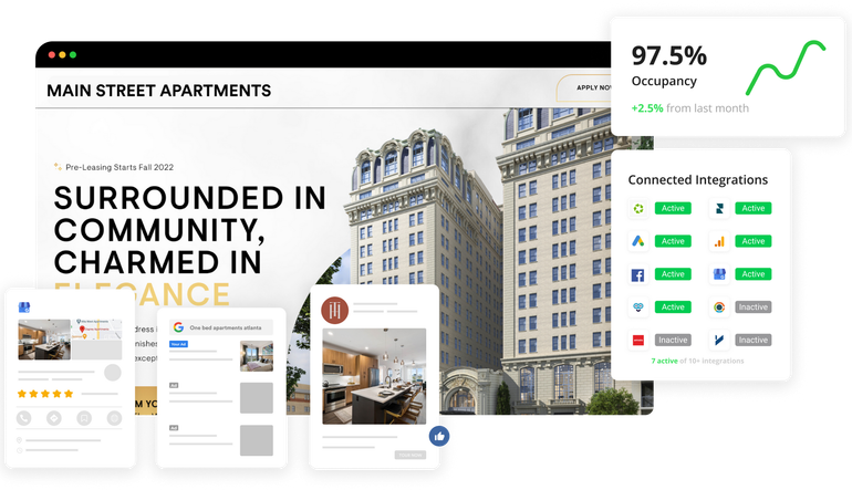 A website for main street apartments surrounded in community , charmed in elegance.