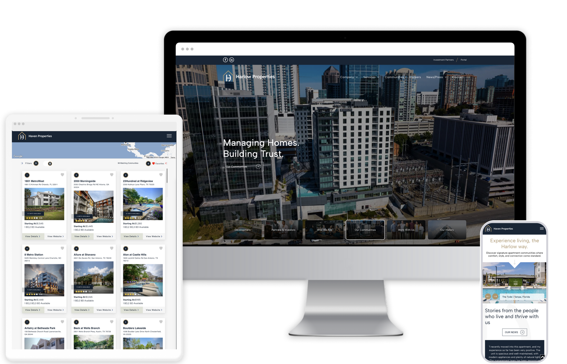 Harlow Corporate Website Theme on Tablet and Mobile
