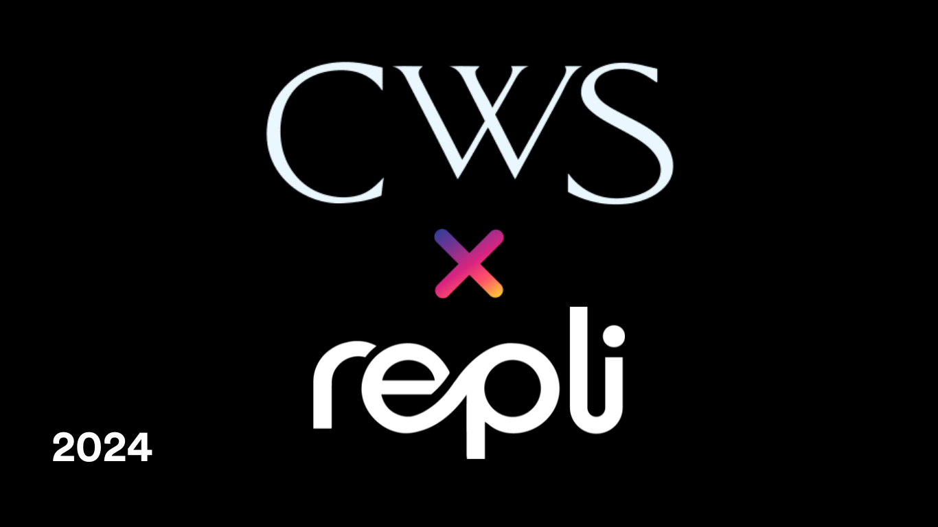 A black background with the words cws x repli 2024 on it