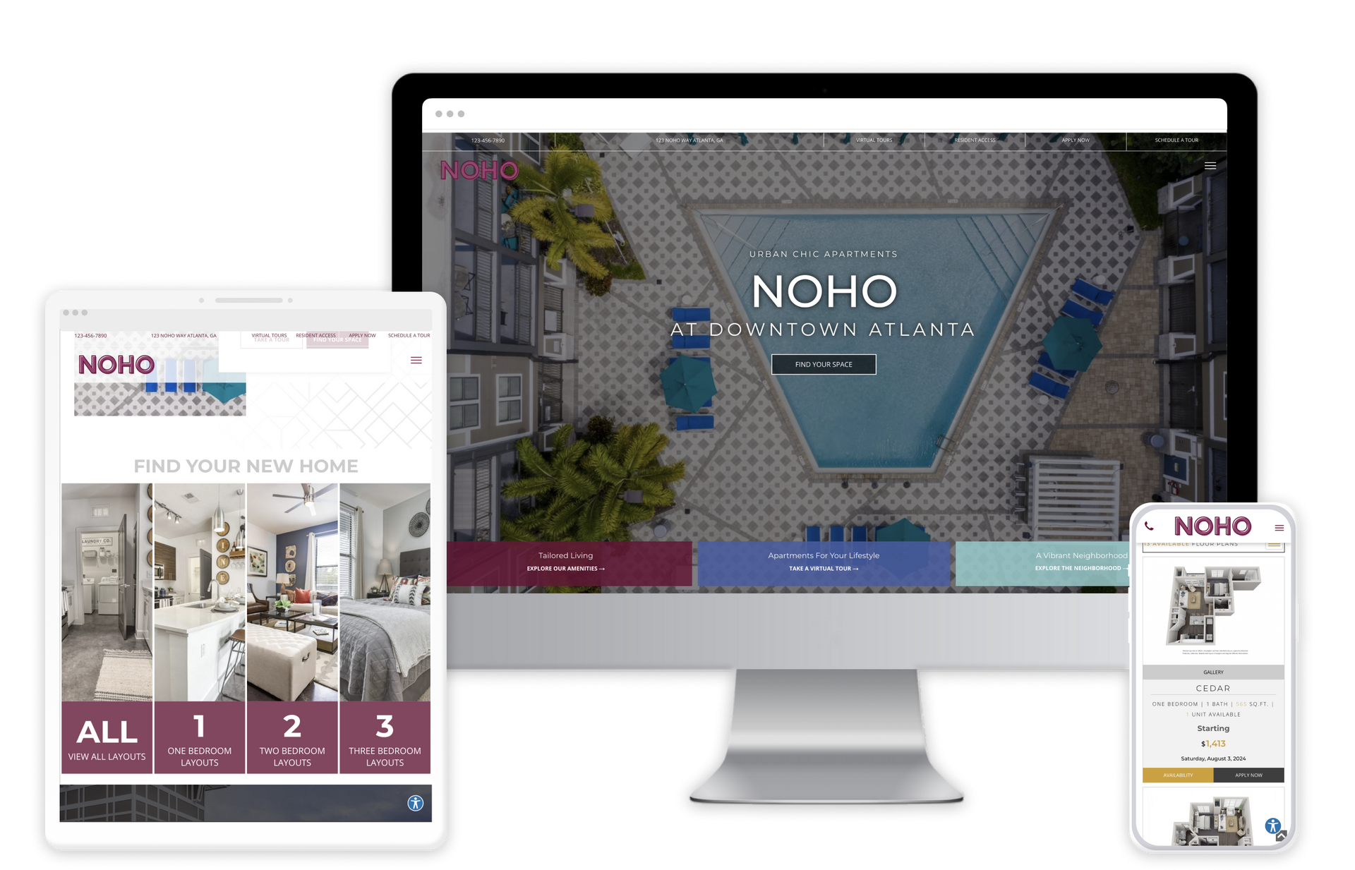 Noho Property Website Theme on Tablet and Mobile