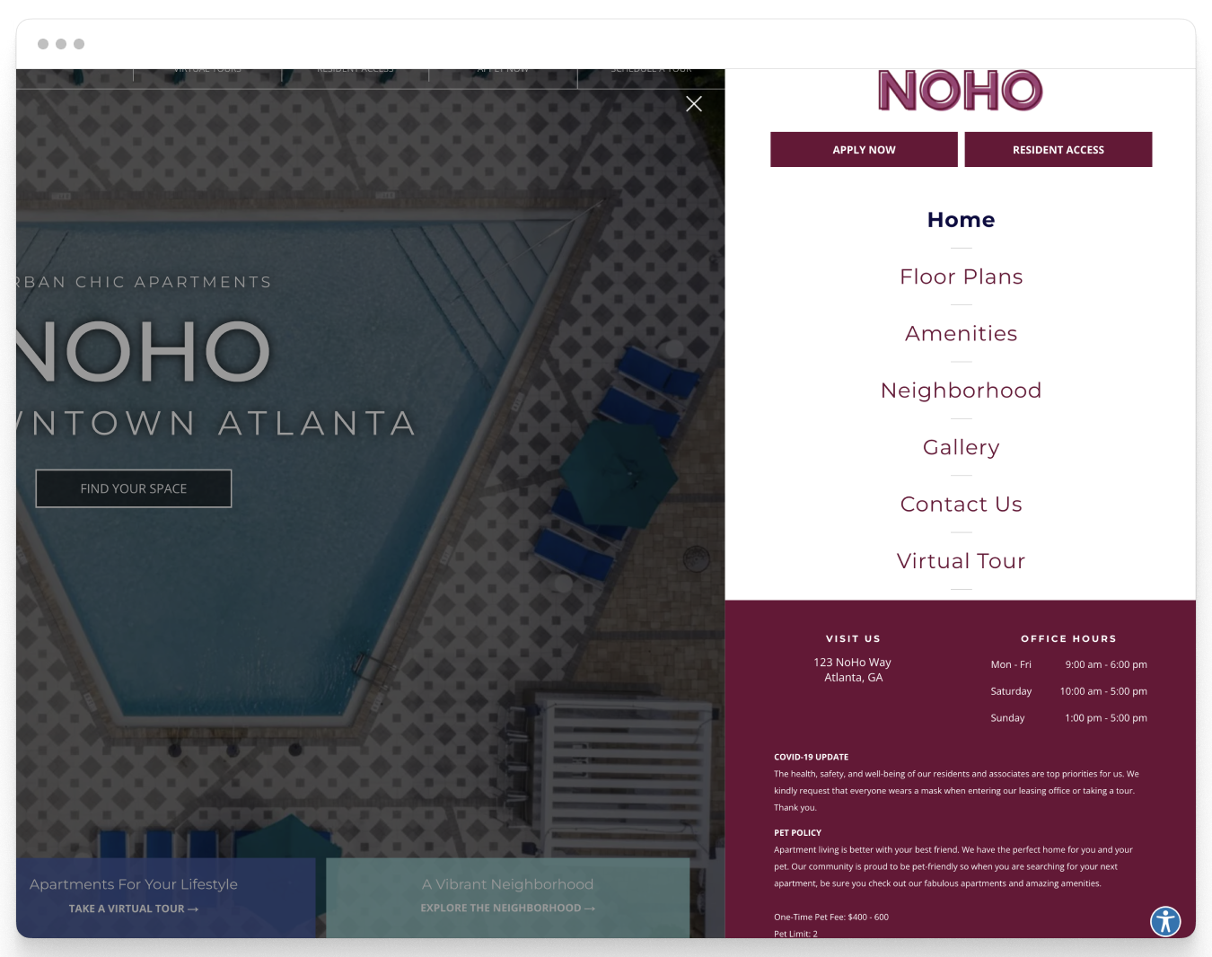 Hamburger of Noho Property Website Theme