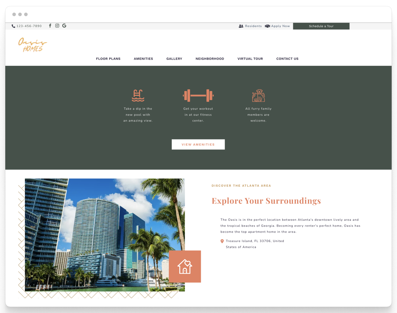 Neighborhood Preview of Oasis Property Website Theme