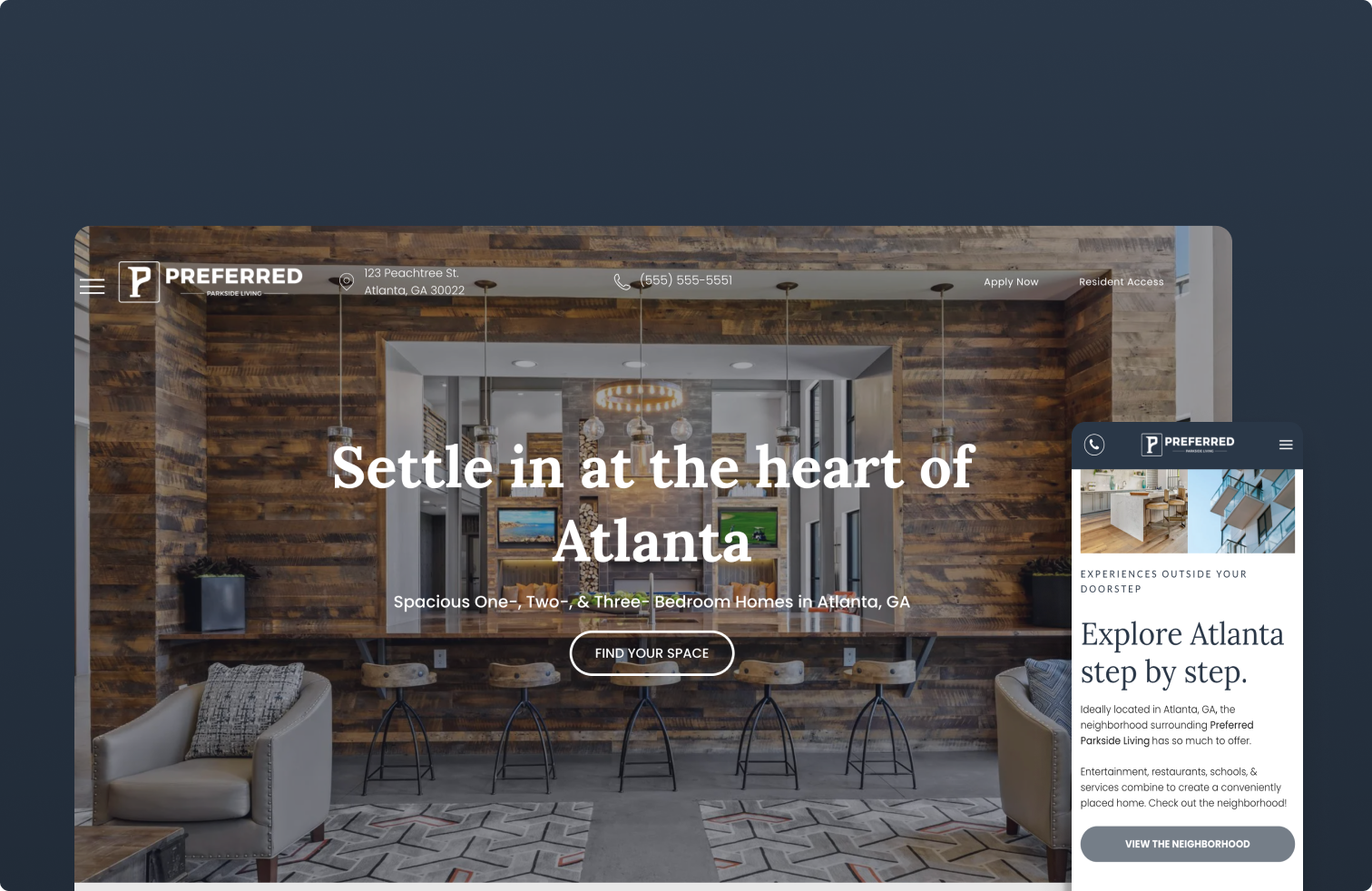 A website for a real estate company called settle in at the heart of atlanta.