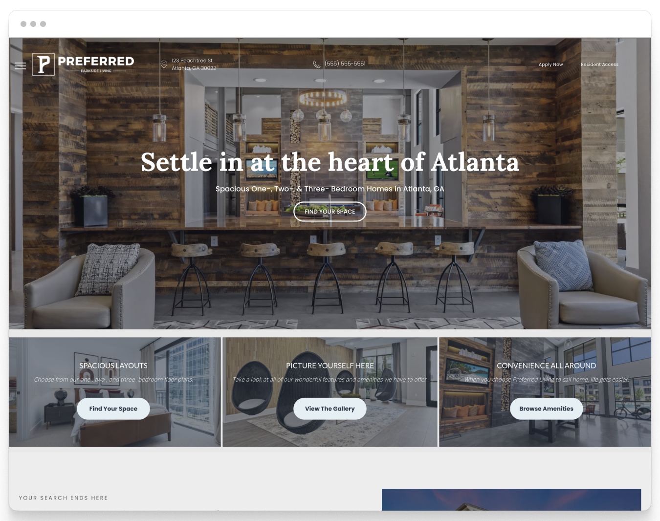 Home Page CTAs Preview of the Preferred Property Website Theme