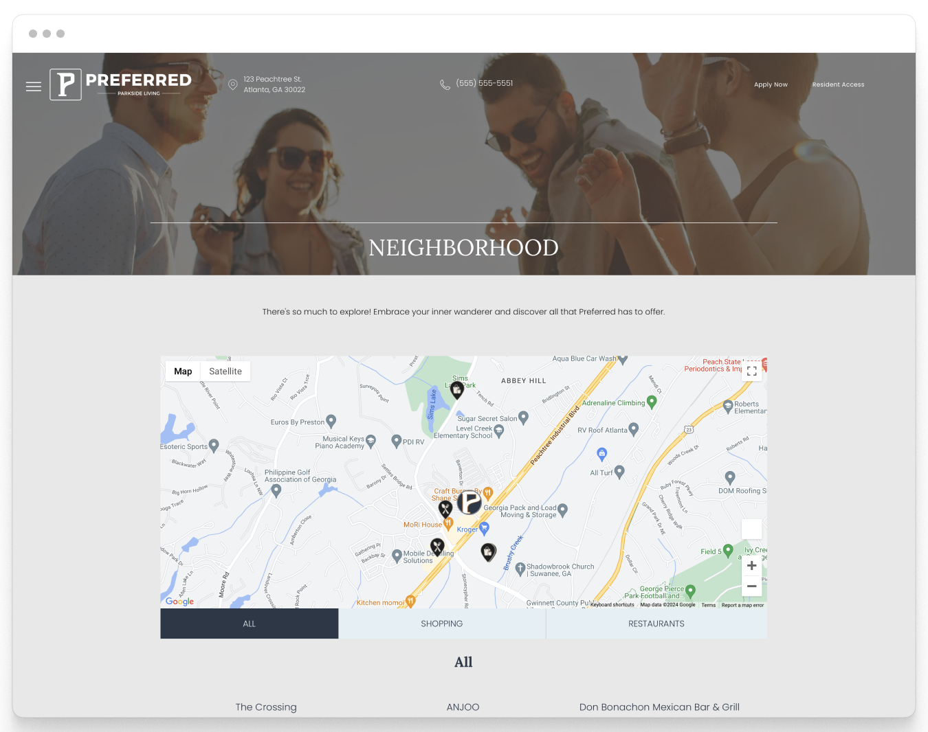 Neighborhood Page Page Preview of the Preferred Property Website Theme