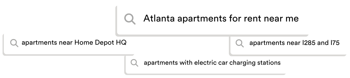 A google search for apartments for rent near me