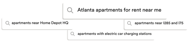 A google search for apartments for rent near me