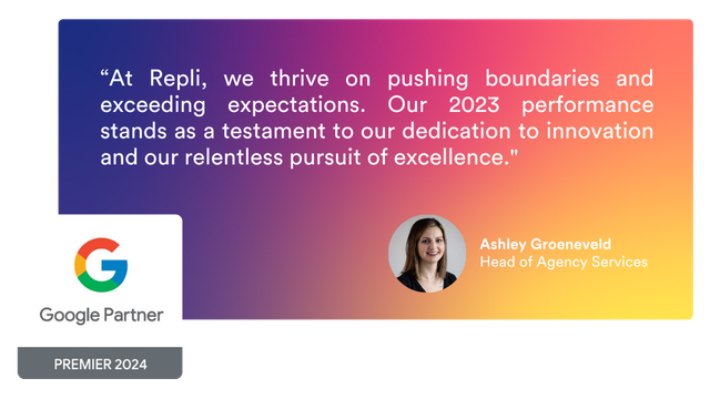 A google partner badge with a quote from ashley greenwood