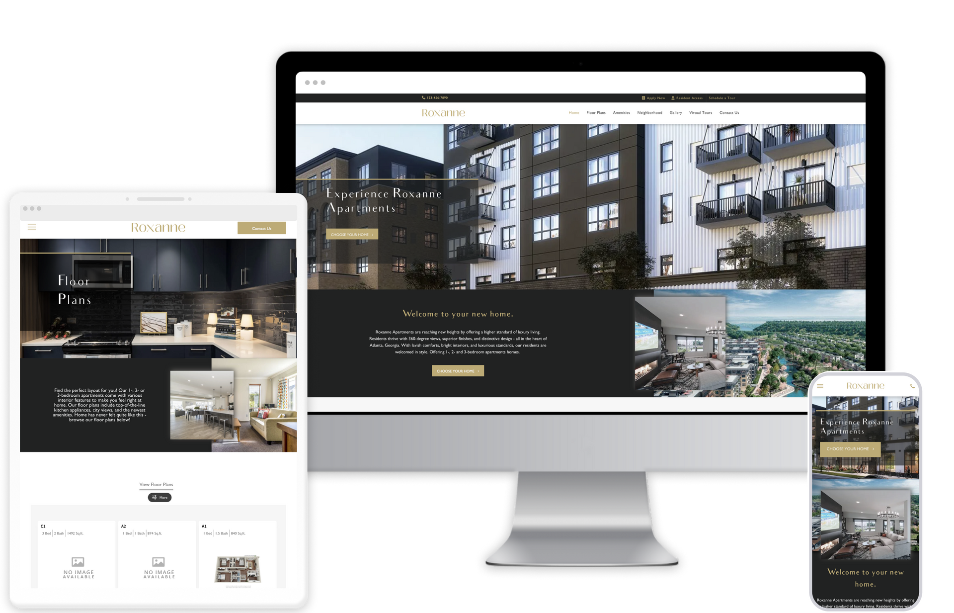 Roxanne Property Website Theme on Tablet and Mobile