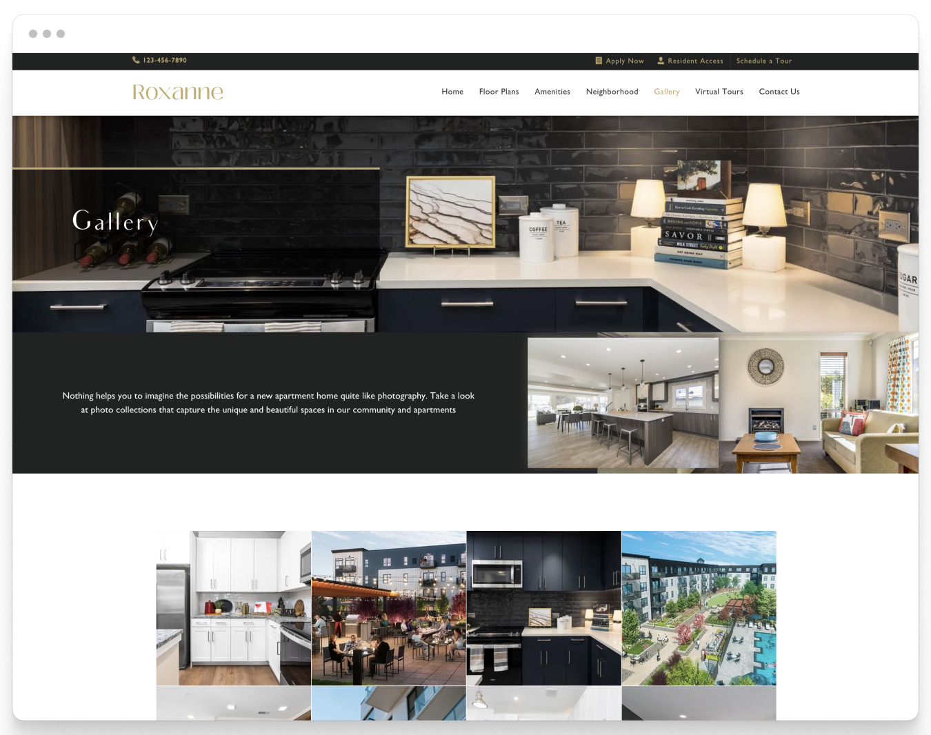 Gallery Page Preview of the Roxanne Property Website Theme