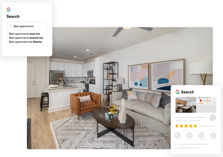 A living room with a couch , chair , coffee table and a ceiling fan.