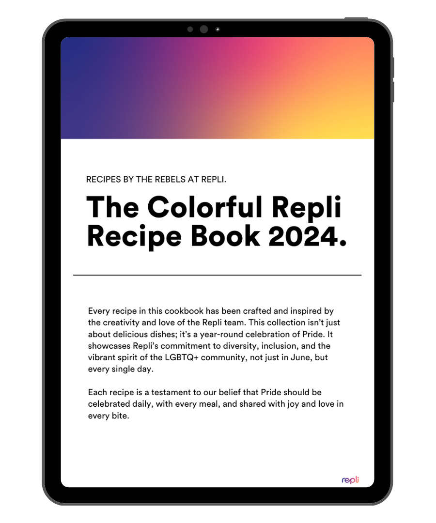 A tablet with the colorful recipe book 2024 on it.