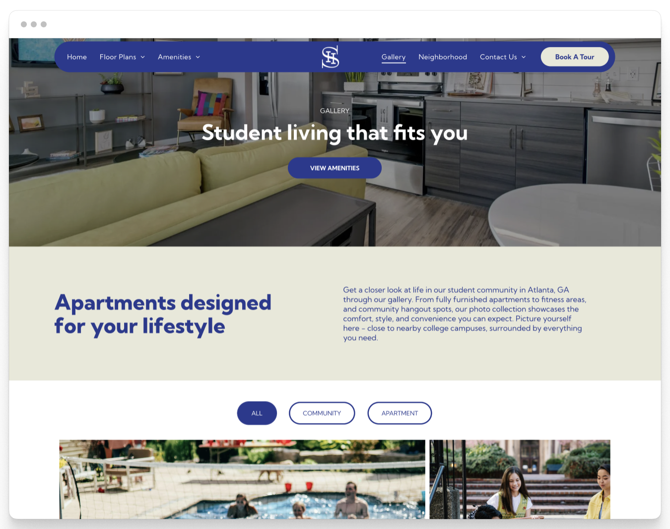 Gallary Page Preview of the Stadium Student Property Website Theme
