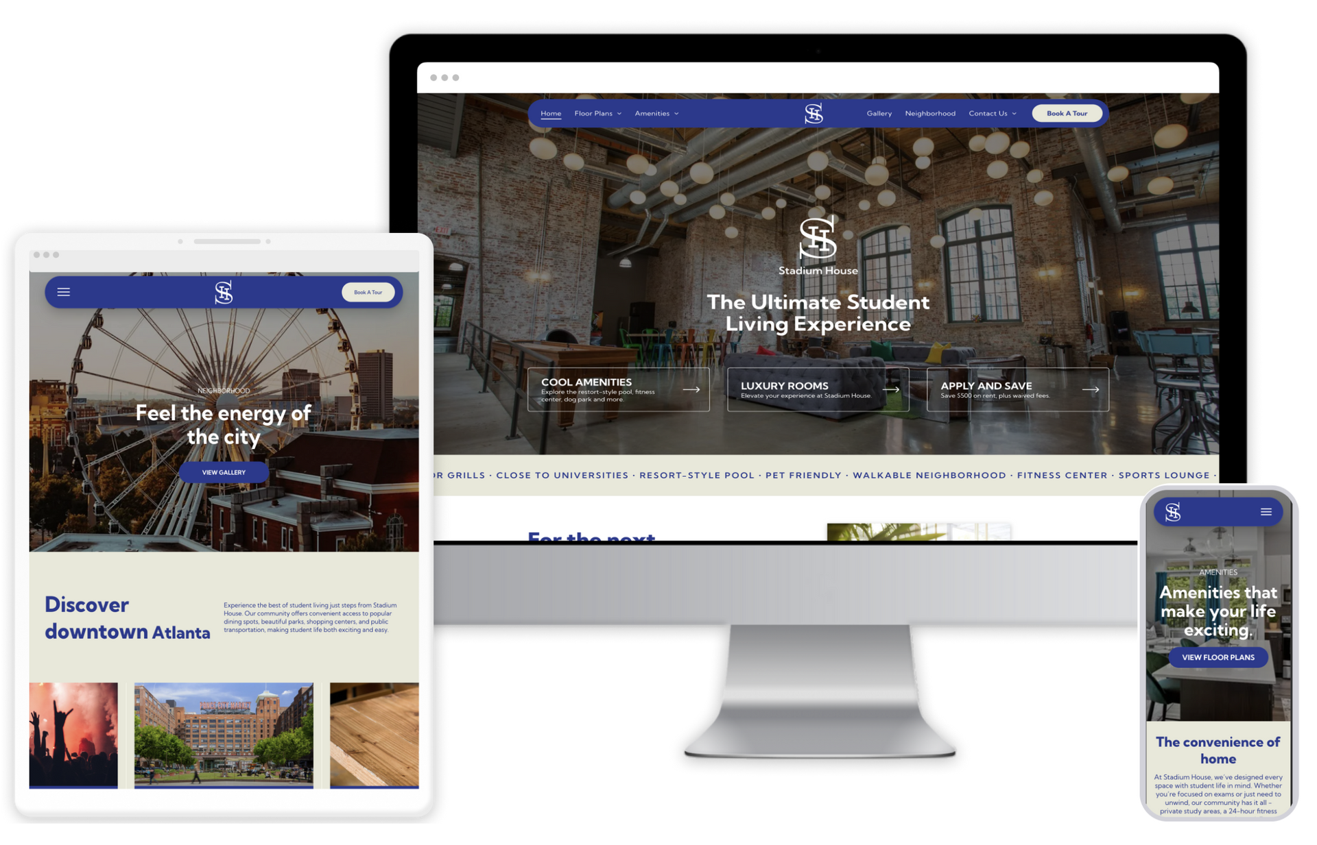 Stadium House Website Theme on Tablet and Mobile