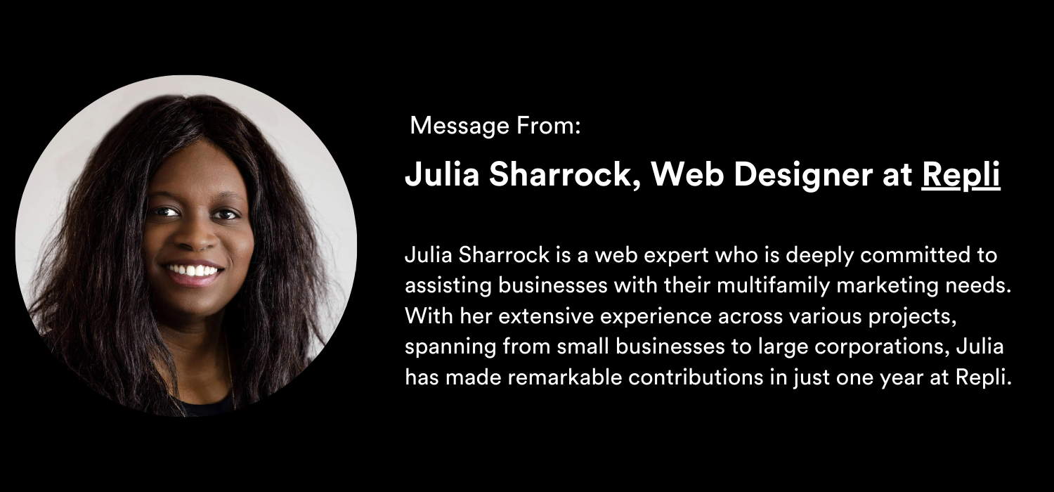 Dive into the creative prowess of Rebel Julia Sharrock, Web and Graphic Designer at Repli