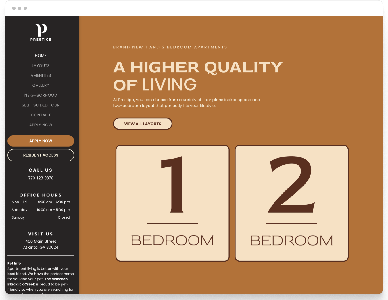 Floor Section of Prestige Property Website Theme