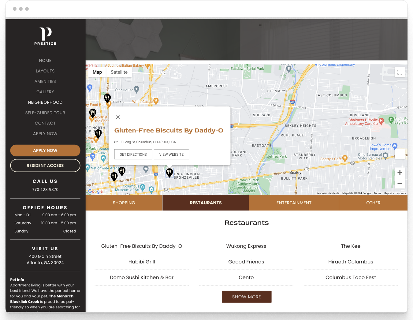 Neighborhood Page of Prestige Property Website Theme