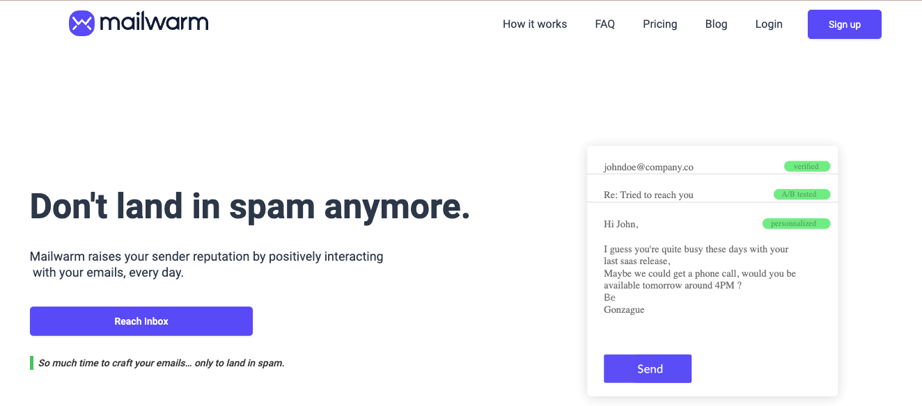 mailwarm product page