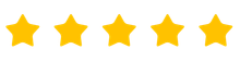 A row of five yellow stars on a white background.