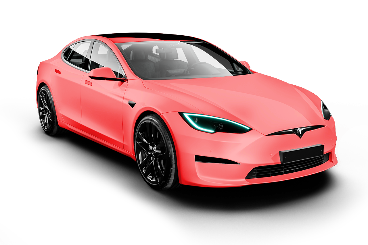 A white and yellow sports car on a black background.