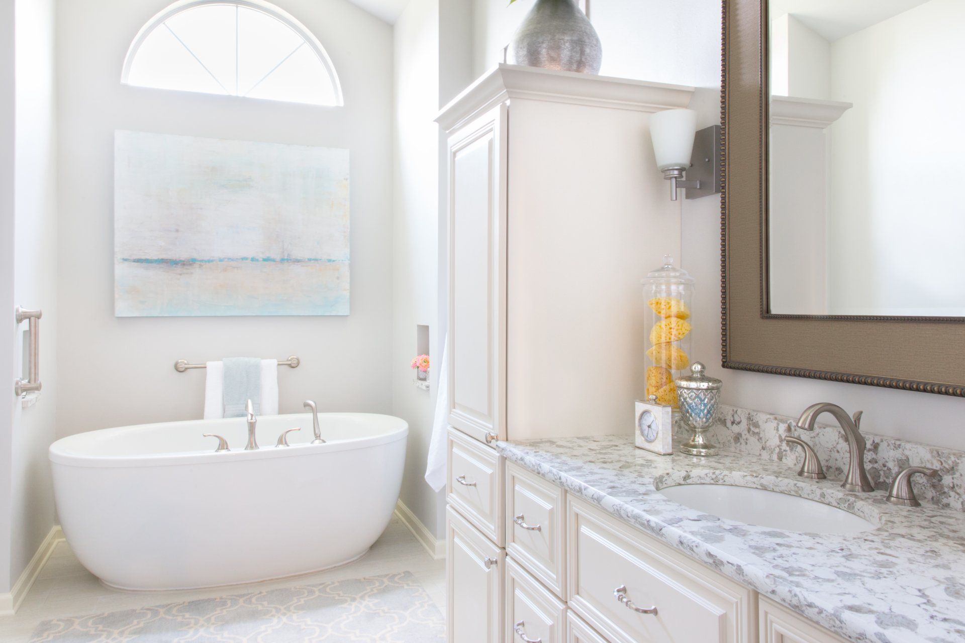 Transitional Bathroom Design with Tub