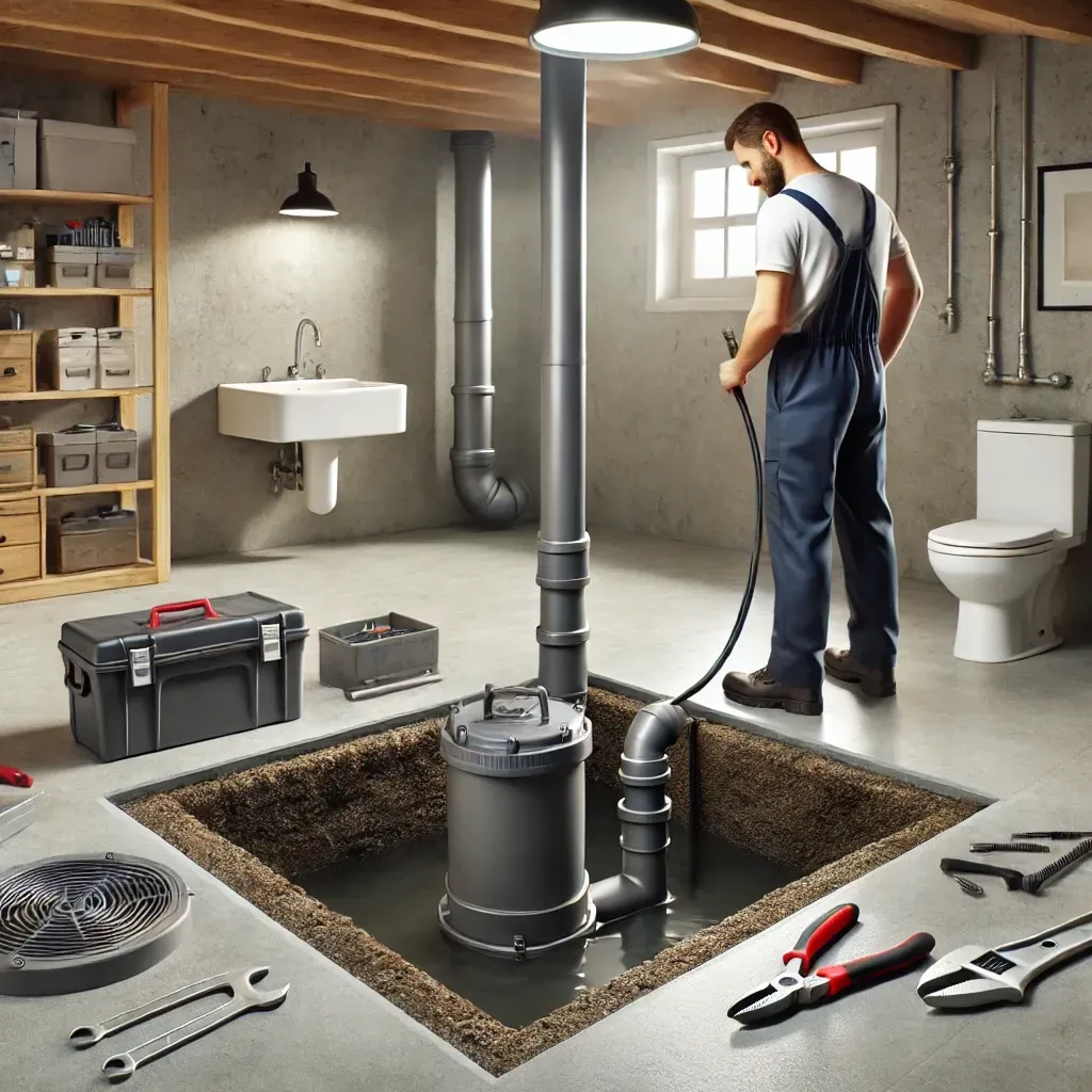 Sump Pump Installation in a Basement