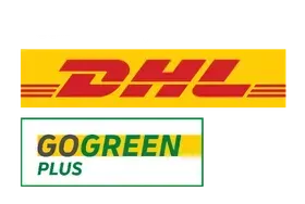 Dhl and gogreen plus logos on a white background
