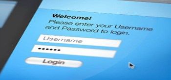 Login screen on a light blue background. Welcome message and username/password fields are visible.