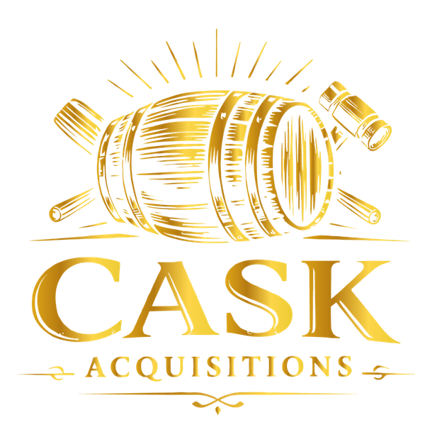 A gold logo with a wooden cask, crossed mallets, and the text