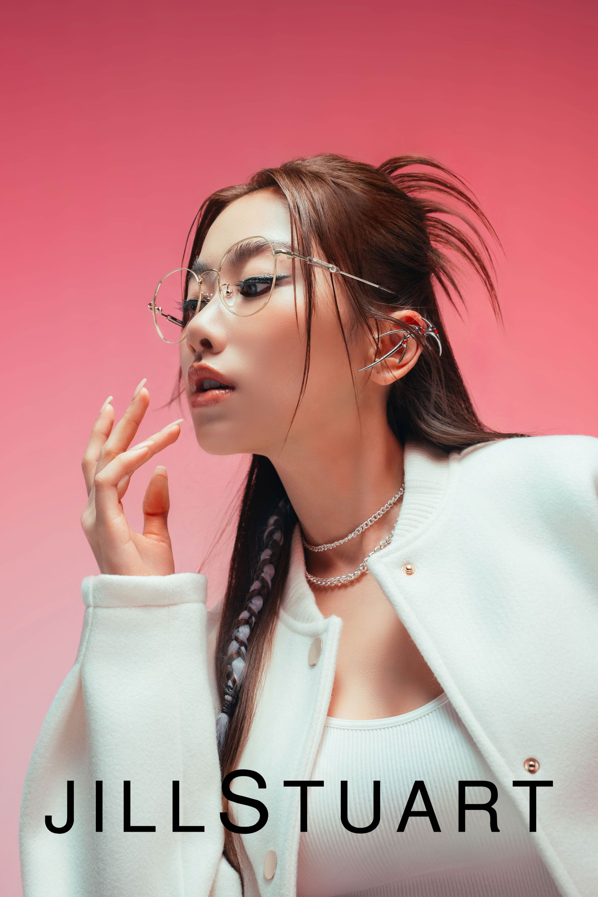 2024 Jill Stuart 眼鏡商品攝影，金屬鏡框、質感光影拍攝、專業平面攝影作品，品牌形象視覺