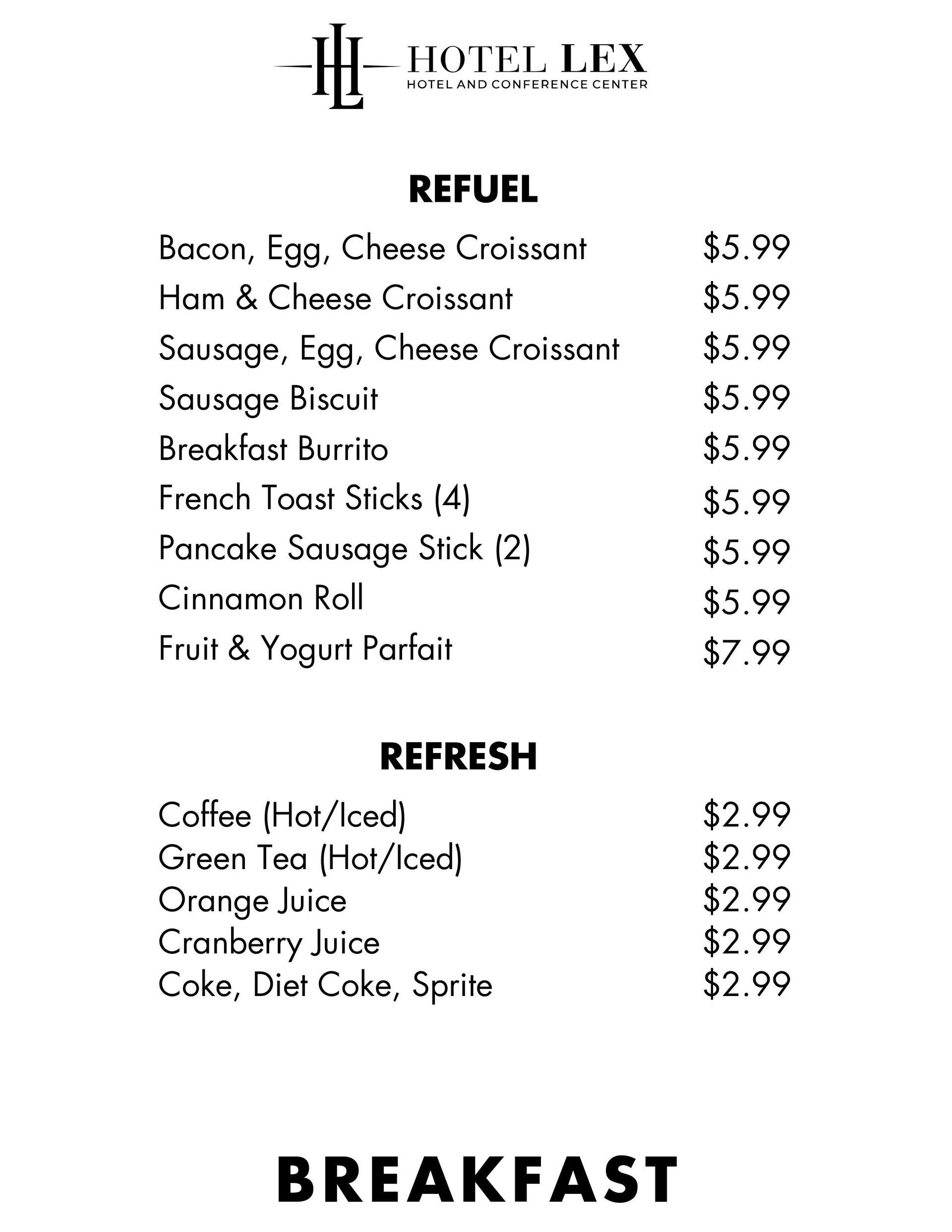 Breakfast Menu for Barrel53