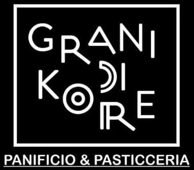 Logo bianco su sfondo nero: testo del panificio 