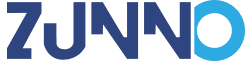 Logo ZUNNO, testo blu scuro con una 