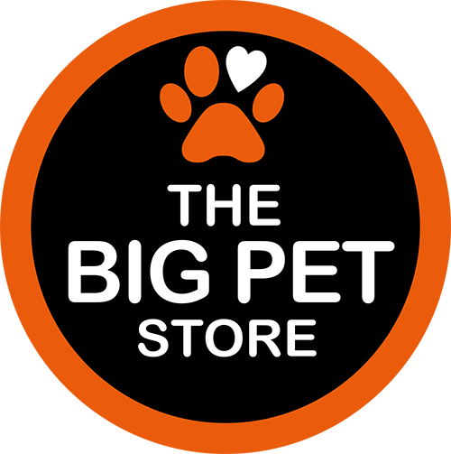An orange and black logo for the big pet store