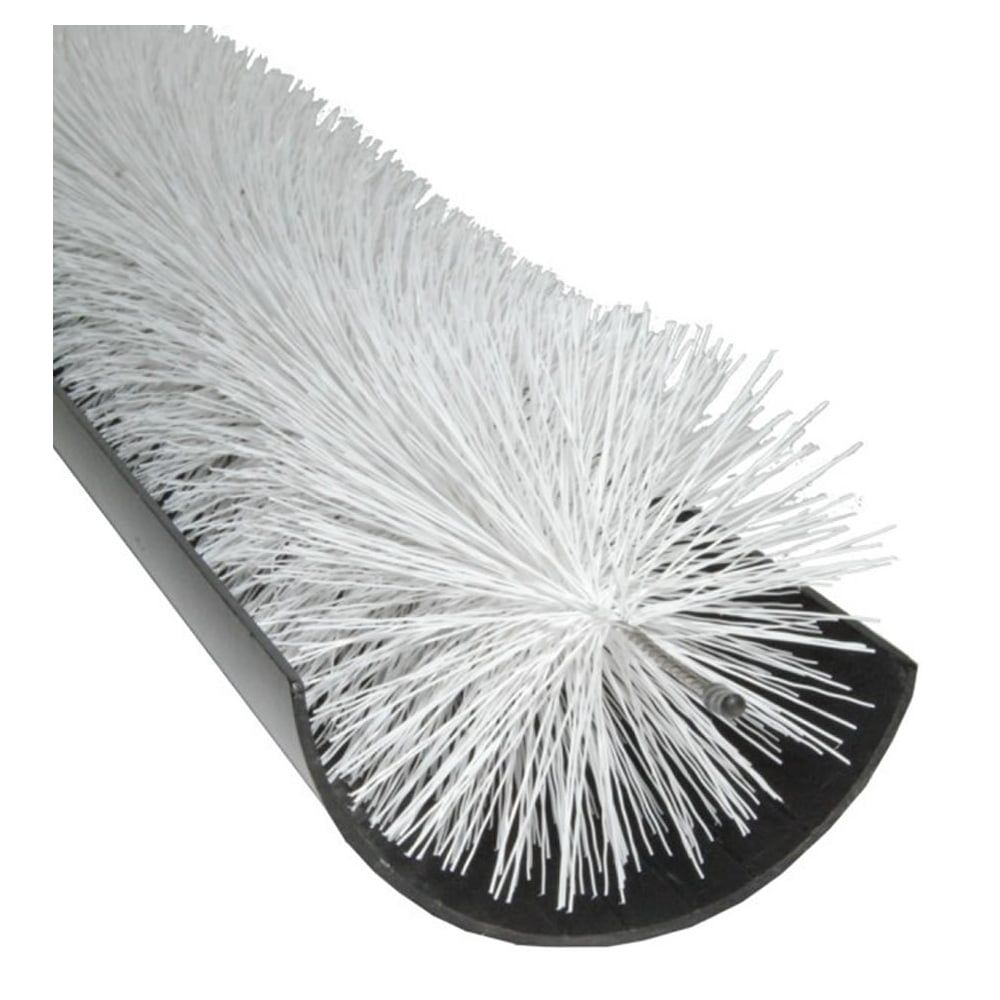 A close up of a white brush on a white background