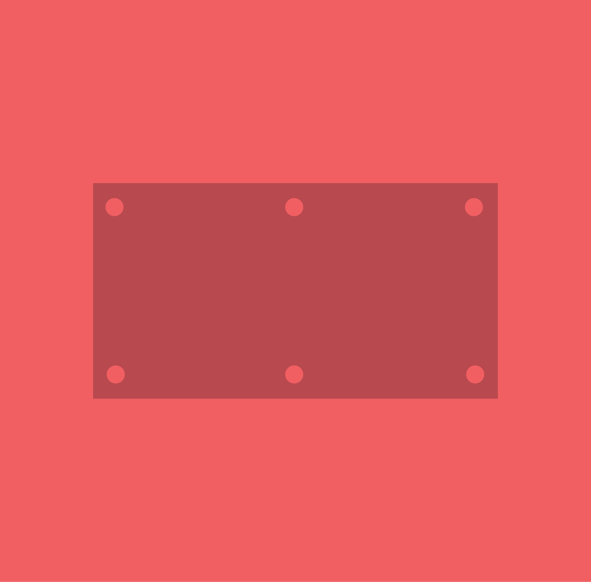 A red rectangular object with holes in it on a red background.