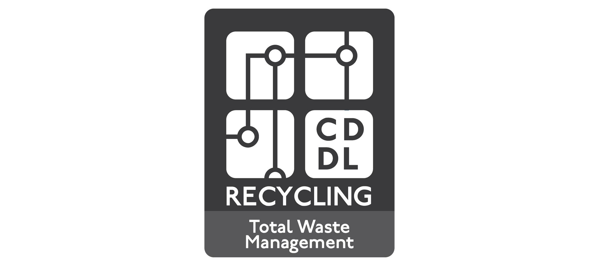 A black and white logo for recycling total waste management.