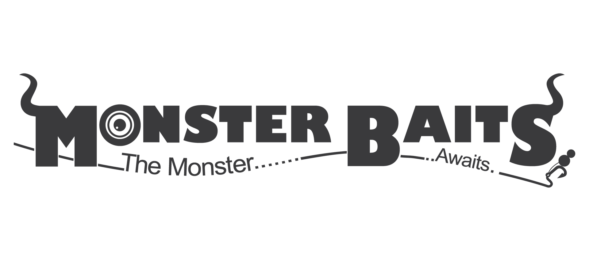 A black and white logo for monster baits the monster.