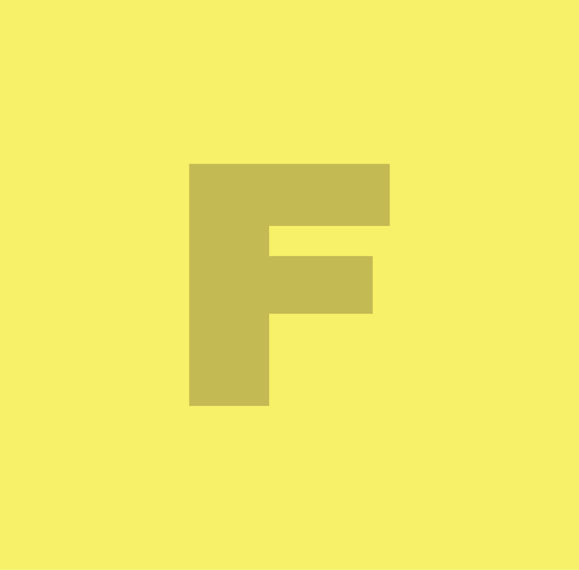 The letter f is on a yellow background.