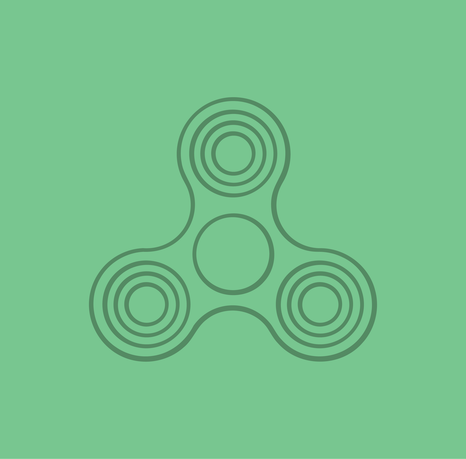 A fidget spinner icon on a green background.