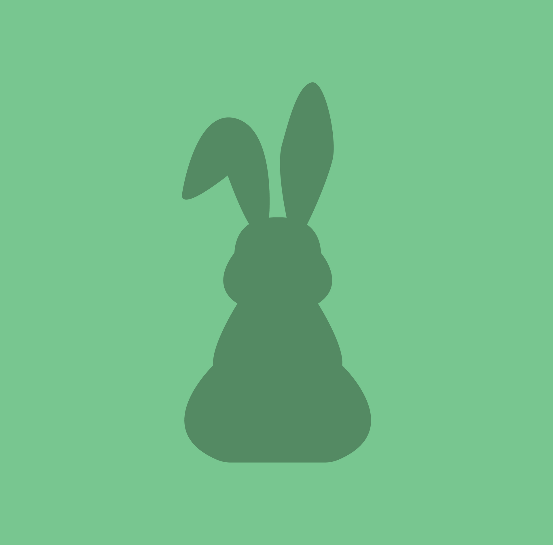 A green silhouette of a rabbit on a green background.
